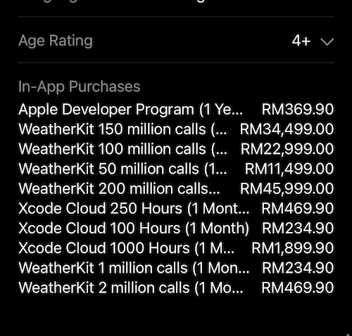 Pricing on the Developer app