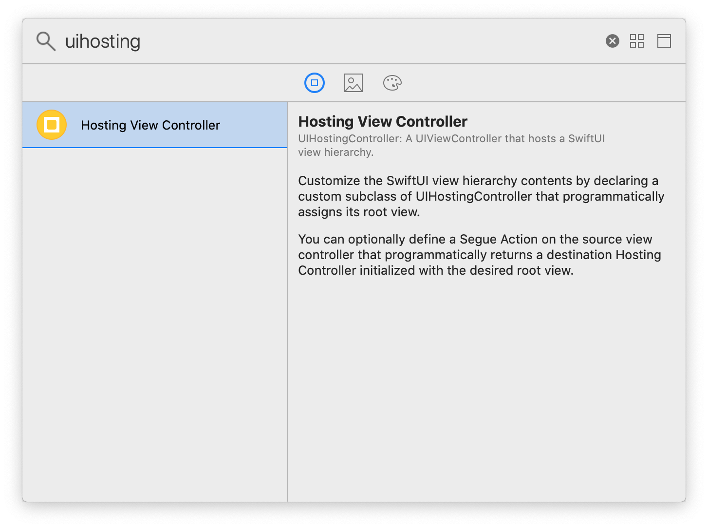 Search for UIHostingController